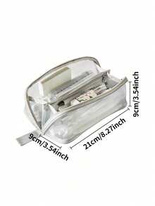 1pc Transparent Mesh Prism-Style Student Pencil Case, Designed For Exams, Large Capacity, Minimalist & Practical Style, Suitable For Middle And High School Students, Stationery Box Function; Applicable For Middle School And College Students' Entrance Exam Stationery Bag, Suitable For Boys And Girls; Multi-Functional Pencil, Eraser, Ruler Desktop Stationery Box, Suitable For School/Tutoring Center/Office/Middle And Elementary Students/Boys And Girls/Office Personnel/Back To School Gift. Includes 1 Free A7 Notebook And 1 Box Of Pens. - Multicolor - View 2