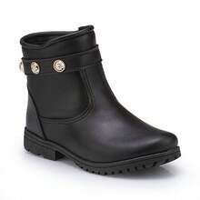 Botinha Infantil Menina Cano Alto Off White Super Macia Lançamento - Preto - Visão 10