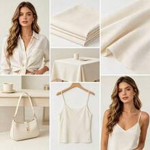 White Cotton Poplin Fabric By Yard, 110GSM Lightweight Solid Color Woven Material, 58" Wide 3 Yard Pre-Cut Dresses, Shirts, Curtains, Tablecloths Sewing Projects - C - View 6