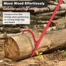 60in Heavy Duty Cant Hook Log Roller & 2-in-1 Wood Jack, Adjustable Steel Peavey Log Lifter with Non-Slip Rubber Grip, Logging Tool for Firewood, Sawmill, Forestry, Yard Work, Red - Rot - Übersicht 1