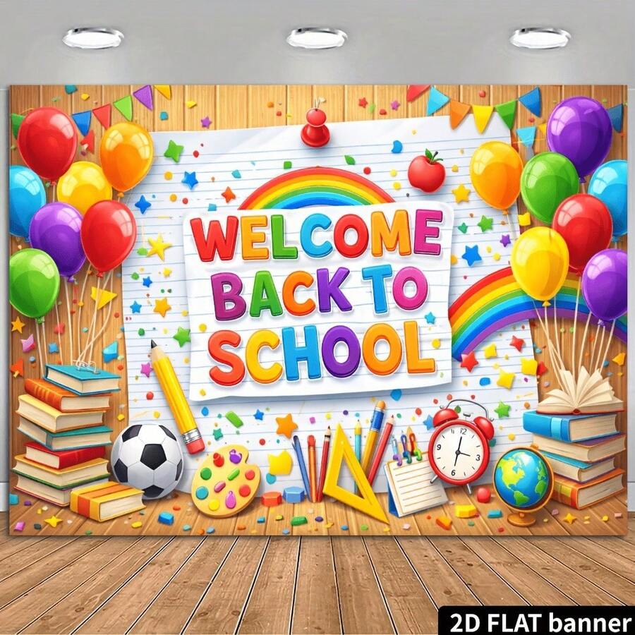 2D Flat Welcome Back To School Themed Banner Background, Suitable For Various Indoor And Outdoor School-Related Activities, Can Be Used As A Multi-Functional Photo Backdrop, Applicable For Campus Events And School Parties - Multicolor - View 1