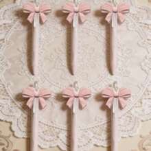 Aesthetic Kawaii Pink Bow Pens Cute Retractable Ballpoint Pen Set For Girls Soft Grip Smooth Writing School Office Supplies Coquette Desk Accessories Party Favor Gift - 1 - 查看 9