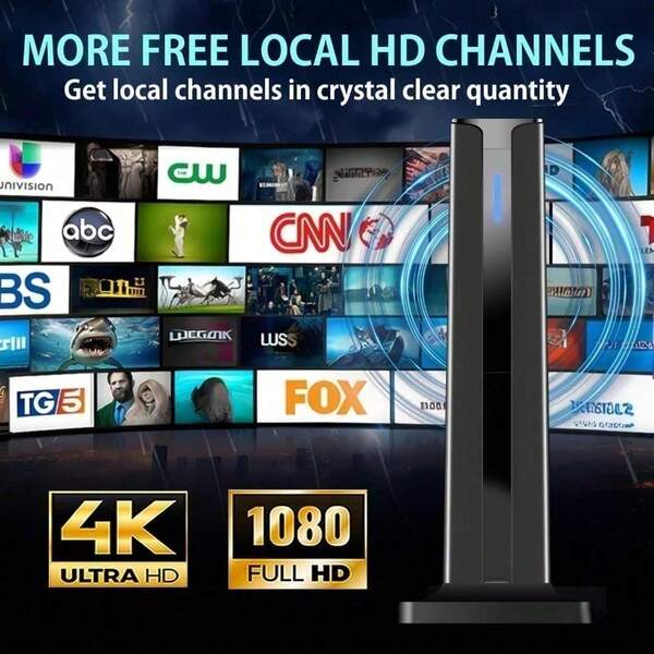 Digital TV Antenna For Smart TV Indoor,2026 TV Antenna With Stick Base, 360°&Long Range Reception HDTV Antenna For Local Channels, Easy Installation Antennas For TVs Without Cable (7.0 In)