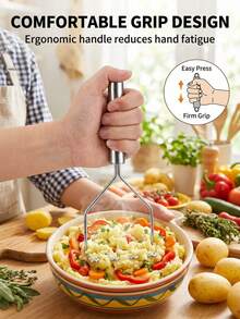 SMEGGEMS 1pc Stainless Steel Wavy Potato Masher, Kitchen Vegetable Fruit Pressing Tool - View 7