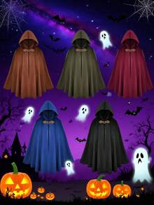 1pc Medieval Hooded Cloak, Renaissance Style, Ultra-Soft And Comfortable, Suitable For Halloween, Christmas, Parties, Festivals And Other Occasions, Also Can Be Used As Costume. Black Cloak, Loose Unisex Design, Brings Ultimate Comfort. Luxury Casual Wear For Theater, Festivals And Other Occasions. Ideal Choice For Halloween And Christmas Parties, Easy To Wear And Store, Perfect Holiday Gift. - Multiple Styles - View 8