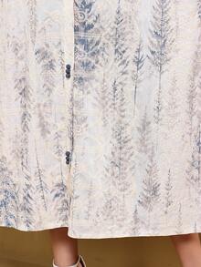 重工刺繡阿拉伯女款夏季白色優雅長裙 JALABIA,藍灰色花卉印花立領,時尚優雅女士風格,夏季休閒旅行穿搭 - 白色 - 查看 10