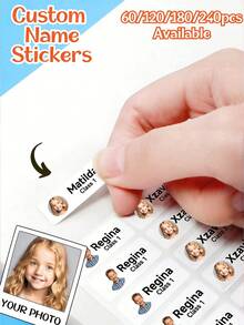 Personalized Name Stickers For Kids, Waterproof School Labels, Custom Transparent Name Stickers, Suitable For Daycare, Backpacks And Lunch Boxes, 1/60/120/180/240pcs - Multicolor - View 1