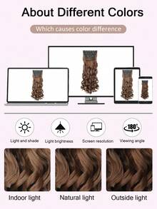 Clip In Hair Extensions, 20 Inch Long Wavy 4PCS Hair Extensions Natural Soft Synthetic Fiber High Temperature Heat Resistance Clip In Hairpieces For Women Weddings Party Daily Use - Brown - View 8
