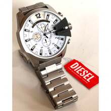 Diesel DZ4501 Men Silver Blue Chronograph Watch Steel Band 100M Waterproof Industrial Quartz Wristwatch - one-size - View 3