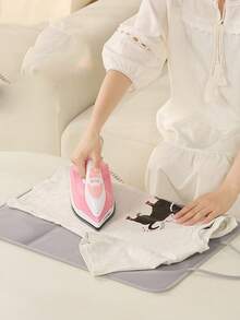 2pcs Lightweight Foldable Steam Ironing Board Set, Includes Hook And Pad, 4-Fold Portable Ironing Board, Non-Slip Surface, Ergonomic Handle, Suitable For Home/Travel, Durable PP Material, Travel Laundry Solution, Foldable Design, Stable And Durable - Grey - View 2