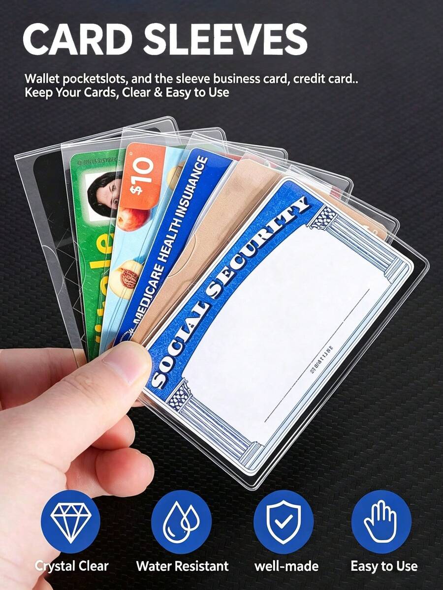 Brand New Transparent Card Holder, ID Card Protector, Bank Card Protector, Can Protect Your New Medical Insurance Card, Credit Card, Business Card And Social Security Card! (Cards Not Included) 1/2/3/4/5/6/8/10/12/20pcs - Multicolor - View 1