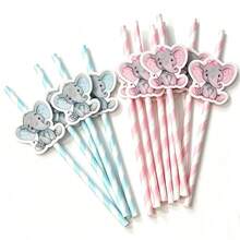 40/20/10pcs Elephant Shaped Straws, Jungle Animal Party Straws, Beverage Straws, Party Favors, Suitable For Bachelor Party, Wedding Party, Kitchen, Kitchenware Gifts, Tableware, Birthday Party, Wedding - Multicolor - View 10