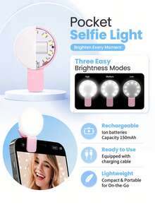 Mini Ring Light, Upgraded Small Clip-On Ring Light, Portable LED Phone Light, Adjustable Brightness - Multicolor - View 2
