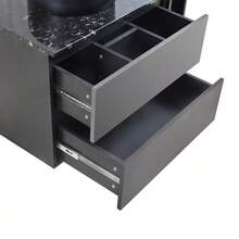 Wall-Mounted Washbasin Unit, 80 Cm Wide, With Ceramic Washbasin, With Drawers, Modern Design, Black And Grey. - 灰色 - 查看 10