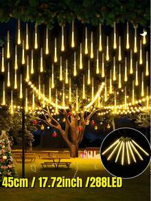 Lampu Hias LED Tenaga Surya Bentuk Hujan Meteor - 8 Tabung, 30CM/192LED, 45CM/288LED, Lampu Hias Tahan Air Bentuk Hujan, Cocok untuk Taman, Halaman, Pesta, Berkemah, Atap, Natal, Pagar, Pernikahan, Dekorasi Musim Gugur, Lampu Dekorasi Gantung untuk Suasana - Rangkaian lampu tabung meteor surya - View 14