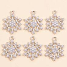 10Pcs Snowflake Series Pearl & Rhinestone Alloy Snowflake Pendants, Suitable For DIY Jewelry Making, Necklace Bracelet Earring Accessories, Christmas Holiday Decoration Gifts - Multicolor - View 25