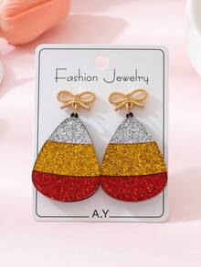 1 Pair Halloween Shiny Corn Kernel Patchwork Design Women's Fashion Jewelry Earrings, Perfect Gift For Holiday Parties - Multicolor - View 2
