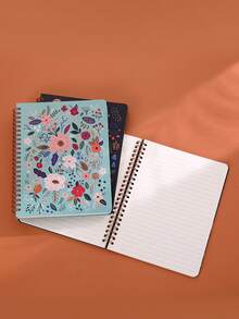 1pc Aesthetic Spiral Notebook, Cute Thick Inner Pages Diary, Unique Floral Design, Lined A5 Spiral Notebook, Suitable For School/University/Office, Perfect Gift Choice, Birthday, Back To School Season Gift - Multicolor - View 2