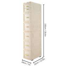 6Tier Bathroom Floor Cabinet Vertical Storage Unit With Drawers And Casters Large Capacity Narrow Tall Slim Storage Tower Waterproof Toilet Paper Storage Cabinet - Milky-white - View 3