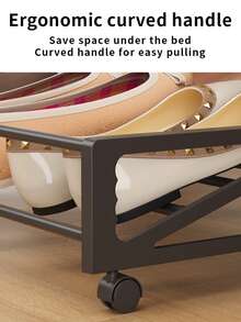 Under Bed Sliding Shoe Rack With Wheels, Space-Saving Shoe Storage Organizer For Dorm, Home And Sofa, Slanted Design To Prevent Shoes From Getting Stuck - View 4