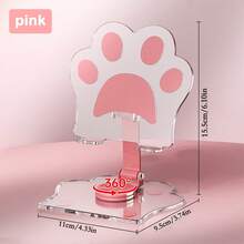 1 pieza Soporte para teléfono con forma de pata de gato creativa y linda, material acrílico, adecuado para iPad y tabletas, soporte dedicado para maratón de series, soporte de escritorio plegable, soporte inclinado, soporte universal de acrílico lindo de dibujos animados para teléfono y tableta, adecuado para teléfonos y tabletas de hasta 13 pulgadas, ángulo ajustable, rotación plegable de 360°, soporte de escritorio elevable inclinado, perfecto para ejercicio, ver videos y llamadas de FaceTime - Multicolor - Ver 6