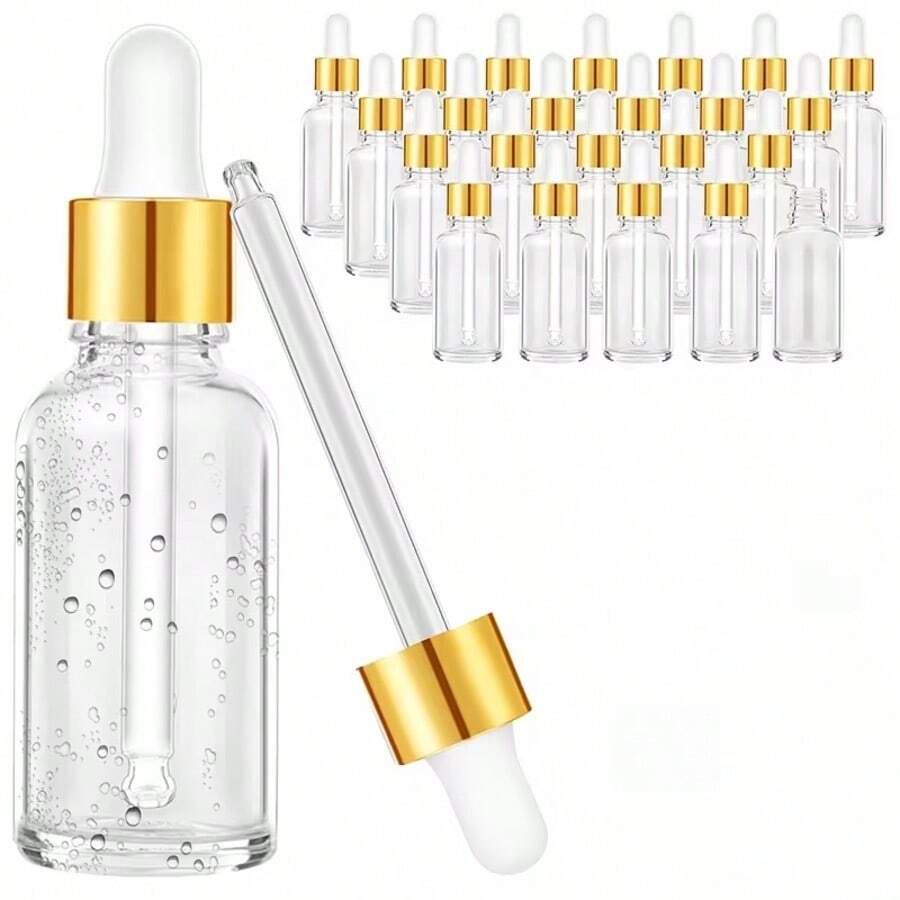 1/5pcs Transparent Thickened Dropper Bottles With Leak-Proof Gold Caps - Suitable For Storage, Travel, Essential Oils, Cuticle Oil, Extracts - White Bottle - View 1