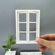 Cửa sổ nhà mô hình tỷ lệ 1:12, cửa sổ trong và ngoài có thể mở được, cửa sổ nhựa nhỏ màu trắng ấm, cửa sổ và cửa ra vào có thể mở, phụ kiện trang trí cảnh thu nhỏ, đạo cụ chụp ảnh cảnh siêu nhỏ, phụ kiện trang trí nhà mini - Cửa sổ đôi - Xem 6
