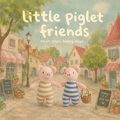 Nordic Style Fabric Piglet Plush Doll, Thumb Puppet Doll, Playhouse Piglet Figurine, Cute Striped Piglet Plush Doll, Zodiac Gift, Birthday Gift, Fabric Doll Decor, Animal Plush, Christmas & Halloween Gift