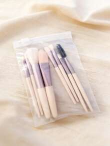 Juego de 8 brochas de maquillaje con estuche de almacenamiento portátil, brochas profesionales para rubor, iluminador, sombra de ojos, base, corrector y cejas, adecuado para principiantes, color aleatorio - Multicolor - Ver 12