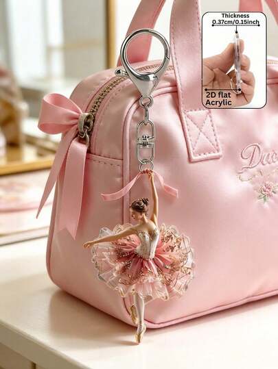 2D Flat Ballet Dancer Pendant, Pink Ballerina Charm, Elegant Dancer Gift, Handbag Backpack Accessory, Ballet Lover Souvenir, Suitable For Backpack, Handbag, Car Key, Door Key, Perfect For Dating, Studying, Working, Commuting, Phone Accessory, Wedding Season, Bridesmaid Gift, Bride Gift, Couple, Valentine's Day, Back To School, Teacher's Day, Mother's Day, Graduation Season, Easter, Christmas