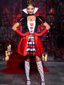Set Kostum Halloween Wanita 8 Potong, Motif Hati dari Linen - MultiWarna - View 7