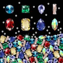 240 buah Rhinestone Kaca Berbagai Bentuk dengan Pengait Perak, Cocok untuk Perhiasan, Kerajinan Tangan, Pakaian, Sepatu (Putih) - 240 berlian yang dijahit dengan tangan - View 9