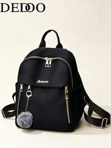Dedoo Waterproof Nylon Backpack, Lightweight Multi-Pocket Luxury Casual Student School Bag, Suitable For Female Students Back To School Season Daily Commute Travel Large Capacity Student Backpack, Applicable For High Schools, University Campuses - Black - View 1