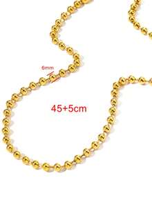 MECYLIFE 1pc 6mm Bead Chain Necklace Stainless Steel Women's Necklace Casual Versatile Jewelry Layering Necklace Gold Color - Yellow Gold - View 4
