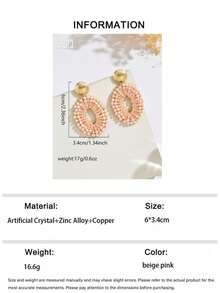 OOQ 1 Pair Bohemian Style Geometric Oval Beaded Seed Bead Earrings, Colorful Niche Design, Versatile Jewelry For Daily Wear, Party, Prom, Engagement, Wedding, Bridesmaid, Mother's Day, Valentine's Day And Any Holiday Gift - Rice Pink - View 9