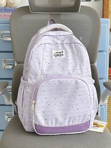 Sac à dos grande capacité, sac d'école style doux à pois pour les étudiants du lycée et de l'université, sac à ordinateur pour les déplacements. Compartiments scientifiques, convient pour l'ordinateur portable, les livres, les cosmétiques, le parapluie, dites adieu au désordre. Que ce soit pour les cours quotidiens, les déplacements, les sorties en famille le week-end ou les voyages locaux, il peut tout gérer parfaitement ! Aucun pendentif inclus. - Multicolore - Voir 18