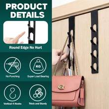 A Four-Layer Metal Hat Rack With 1 Powerful Vertical White Hat Hook, Holds Bags, Clips, Scarves, Hats, Keys And More, Over-Door Storage Organizer For Entryway, Closet, Hallway, Space-Saving Home Organizer, Perfect Mother's Day Gift - Black - View 3