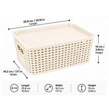 8 Pack Plastic Storage Baskets With Lids, Stackable Storage Organiser Bins - View 2