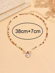 1pc Beach Vacation Style Beaded Necklace With Starfish And Shell Pendant, Fashionable Neck Jewelry For Women, Suitable For Daily Wear, Summer Vacation, Beach Party, Music Festival, Random Seed Bead Colors - Multicolor - View 4