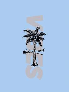 Big Boys "Vibes" Letter & Coconut Tree Print Crew Neck Sweatshirt & Pants Set, Fashionable & Comfortable New Style For Autumn/Winter - Multicolor - View 8