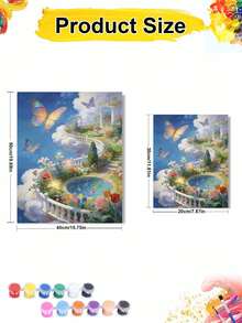 Pintura al óleo DIY por números de Paraíso del Jardín de Mariposas, cielo soñador, flores, estanque de carpas koi, manualidades de pintura, decoración del hogar para adultos, 8x12/16x20 pulgadas, regalos festivos, sin marco - Conjuntos - Ver 5