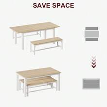 47.3''-63'' Extendable Rectangular Dining Table For 6, Modern Farmhouse Large Kitchen Table With Metal Legs, Space-Saving Dining Room Furniture For Apartments, Small Spaces - Single Table - View 3