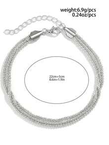 1pc Fashionable Creative Minimalist Elegant Micro-Inlaid Rhinestone Tassel Pendant Anklet Suitable For Women's Daily, Vacation, Party Wear - Silver - View 5