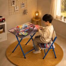 Foldable Children's Table And Chair Set With Cute Patterns, Sturdy Metal Frame, Children's Desk Suitable For Writing, Drawing, And Playing - Set D - View 11