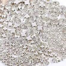 100 piezas de cristales de rhinestone de vidrio con garra plateada, de 3-10mm, adecuados para manualidades y ropa - Diamantes redondos mixtos - Ver 5