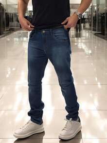 Men's Slim Fit Denim Jeans With Elastane And Lycra - 博爾頓藍調 - 查看 2