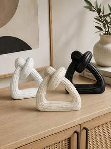 1pc Black And White Beige Cord Knot Decorative Piece, Modern And Simple Style, Triangular Hollow Knot Decorative Piece, Suitable For Home Desktop, Living Room, Entrance Hall, Study, TV Cabinet Decoration - 1PC - View 3
