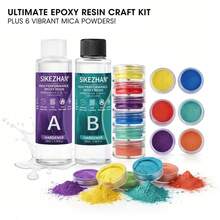 Resina Epoxi Transparente AB, Pegamento Sin Burbujas, Relleno de Metal, Juego de Herramientas para Fabricación de Moldes, 6 Colores, Polvo de Mica, Materiales para Joyería, Arte de Uñas,ón Artesanal, - pegamento AB 200 ml - Ver 4
