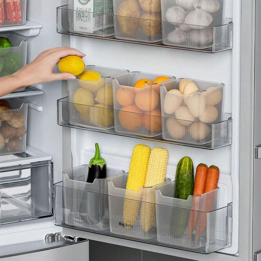 6/3pcs Multi-Functional Refrigerator Storage Bins - Fruit & Vegetable Baskets, Snack Storage Boxes, Refrigerator Side Door & Interior Storage, Keep Your Refrigerator Organized And Tidy (Kitchen Storage Essentials) - Clear - View 1