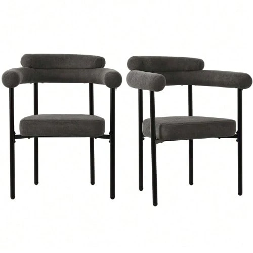 2 Dining Chairs, Modern And Simple Dining Chairs In Dark Grey Suede Fabric, Comfortable Ring Seats, Suitable For Dining Rooms, Living Rooms And Offices, Available In Several Colours. - Dark Grey - View 1